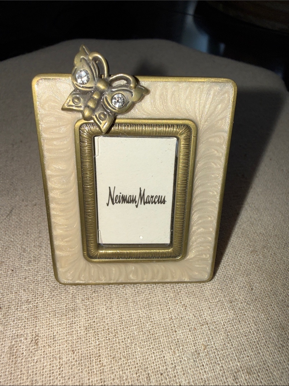 Jay Strongwater Cream and Gold Butterfly Mini Frame